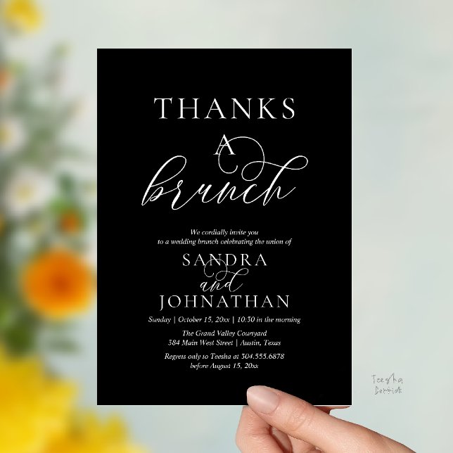 Invitation Célébration moderne de weekend de mariage pour un  (Modern Thanks a Brunch Modern Wedding Weekend Celebration Invitation Card in Classy Black)