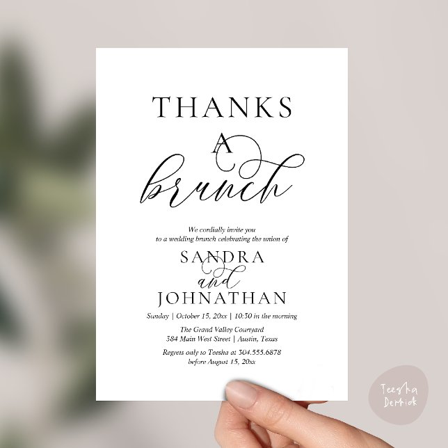 Invitation Célébration moderne de weekend de mariage pour un  (Modern Thanks a Brunch Modern Wedding Weekend Celebration Invitation Card in Black and White)