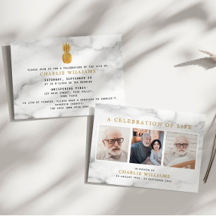 Invitation Célébration moderne du marbre de la vie Mémorial 3