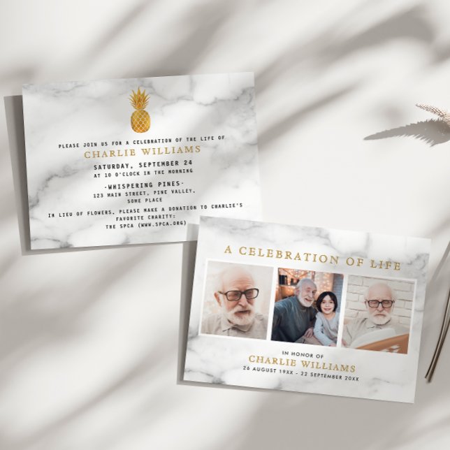 Invitation Célébration moderne du marbre de la vie Mémorial 3 (Créateur téléchargé)