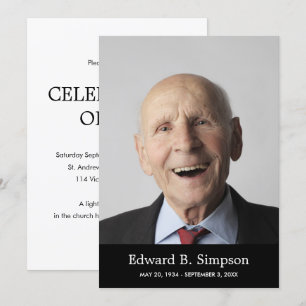 Invitation Célébration Noire Classique De La Vie Avec Photo