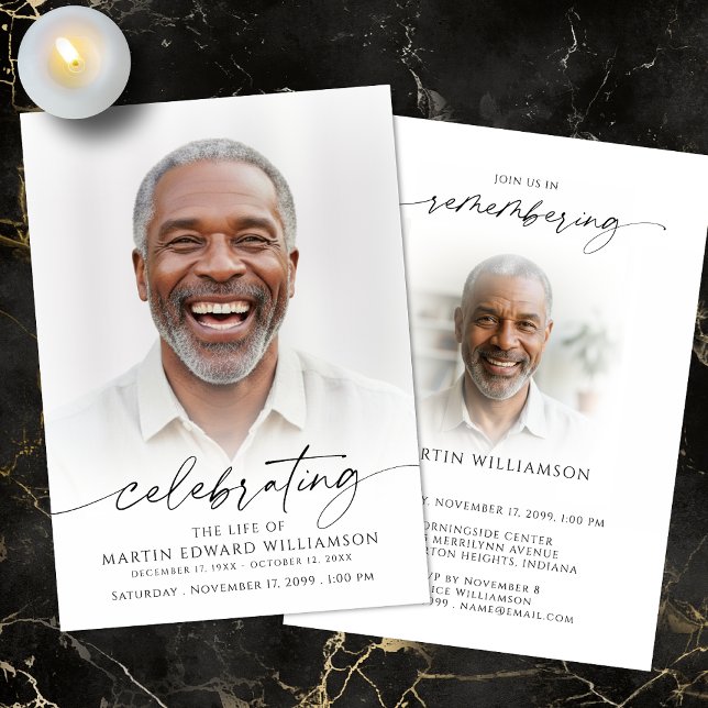 Invitation Celebration of Life 2 Photos Memorial Modern (Créateur téléchargé)