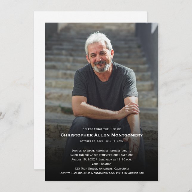 Invitation Celebration of Life Funeral Memorial (Devant / Derrière)