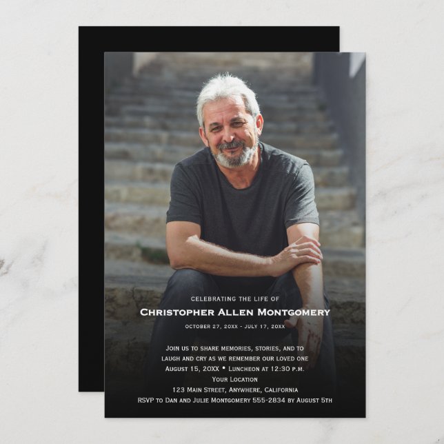 Invitation Celebration of Life Funeral Memorial (Devant / Derrière)