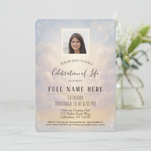 Invitation Celebration of Life - Peaceful Clouds (Debout devant)