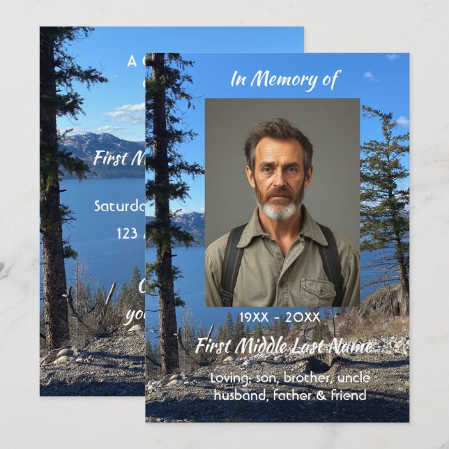 Invitation Celebration of Life Service Lake Forest Trees (Devant / Derrière)