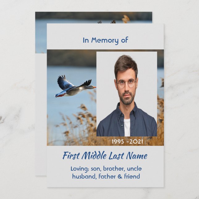 Invitation Celebration of Life Service  Lake Geese Birds (Devant / Derrière)