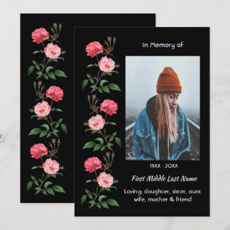 Invitation Celebration of Life Service  Roses Garden Flowers