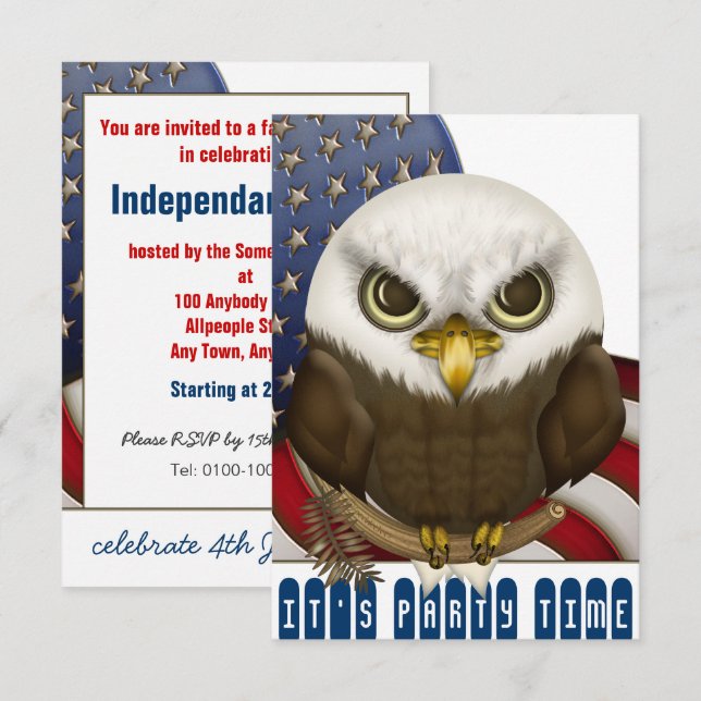 Invitation Célébration patriotique de l'aigle royal de Cute B (Devant / Derrière)