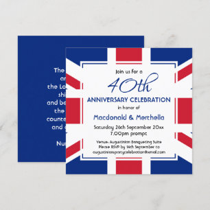 Invitation Célébration personnalisée BLUE FLAG UNION JACK UK
