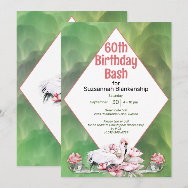 Invitation Célébration personnalisée de fleurs tropicales et  (Devant / Derrière)