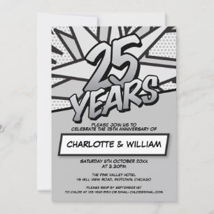 Invitation Célébration Rétro Amusante des 25 Ans de Mariage