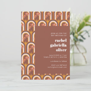 Invitation Célébration rétro funky de Bat Mitzvah à l'arche f
