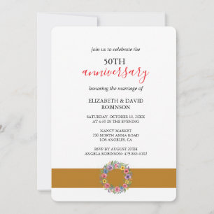 Invitation célébration romantique 50e anniversaire mariage