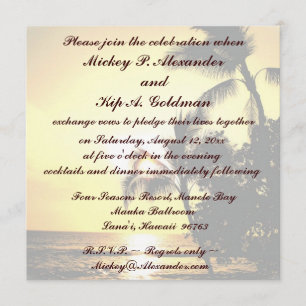 Invitation Célébration romantique de mariage de plage