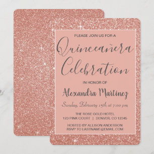 Invitation Célébration rose de Quinceanera de parties