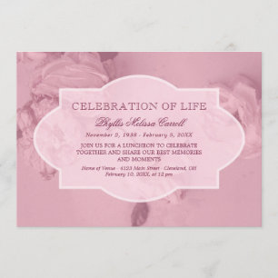 Invitation Célébration rose de roses de la vie