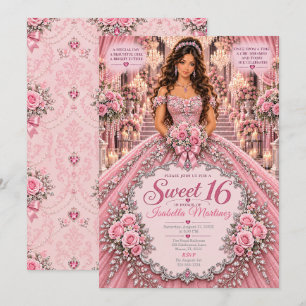 Invitation Célébration Rose pour les 16 ans