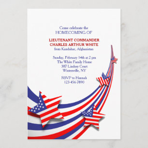 Invitation Célébration rouge, blanche et bleue