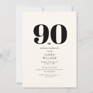 Invitation Célébration simple et neutre du 90e anniversaire