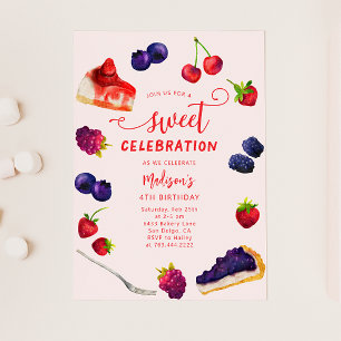 Invitation Célébration sucrée Berries et gâteaux Anniversaire