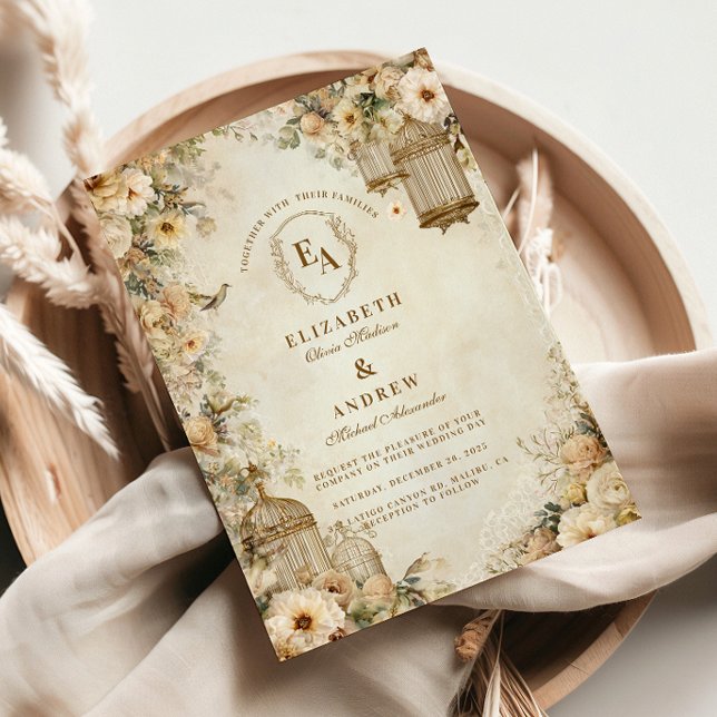Invitation Célébration vintage du jardin Birdcage (Créateur téléchargé)