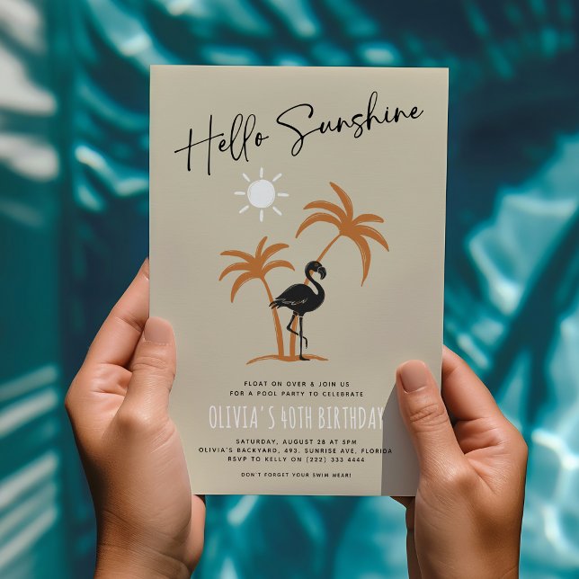 Invitation Célébrations d'anniversaire d'été Flamant Rose (Créateur téléchargé)