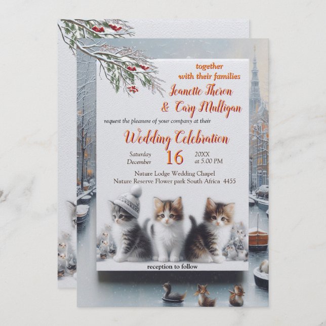 Invitation Célébrations d'hiver à la neige, ou au soleil. (Devant / Derrière)