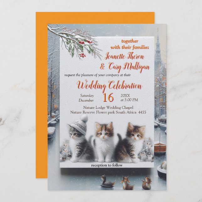 Invitation Célébrations d'hiver à la neige, ou au soleil. (Devant / Derrière)