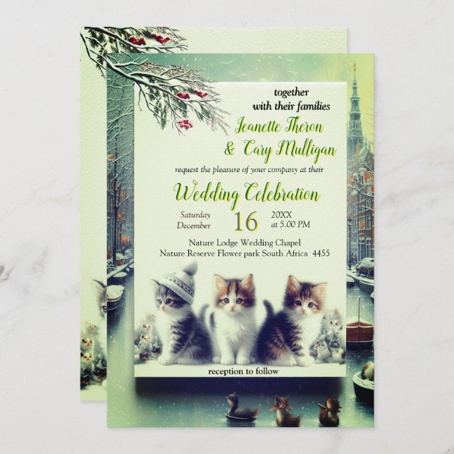 Invitation Célébrations d'hiver à la neige, ou au soleil. (Devant / Derrière)