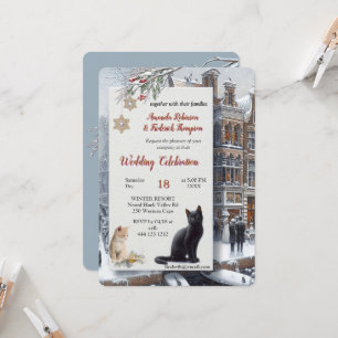 Invitation Célébrations d'hiver dans la neige, avec Kittens