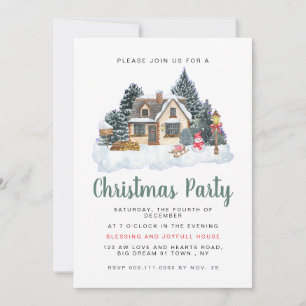 Invitation Célèbre Maison de Neige à l'Aquarelle pour la Fête