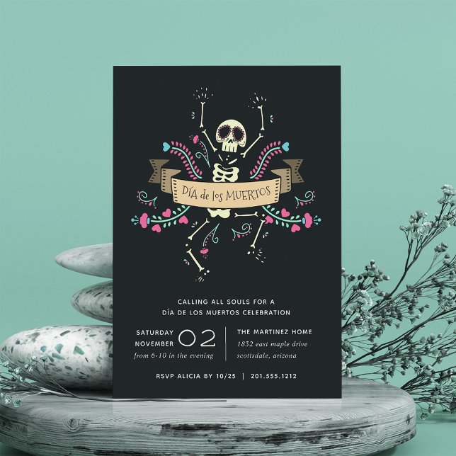 Invitation Célèbre Skeleton Día de los Muertos (Créateur téléchargé)
