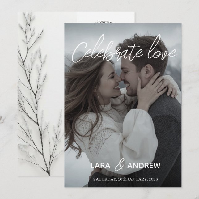 Invitation Célébrer l'amour Personnalisé Mariage moderne simp (Devant / Derrière)