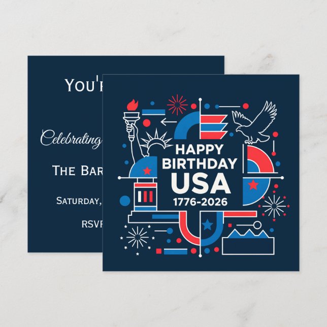 Invitation Célébrer le 250e anniversaire de l'Amérique (Devant / Derrière)