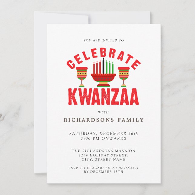 Invitation Célébrer l'invitation du parti Kwanzaa (Devant)