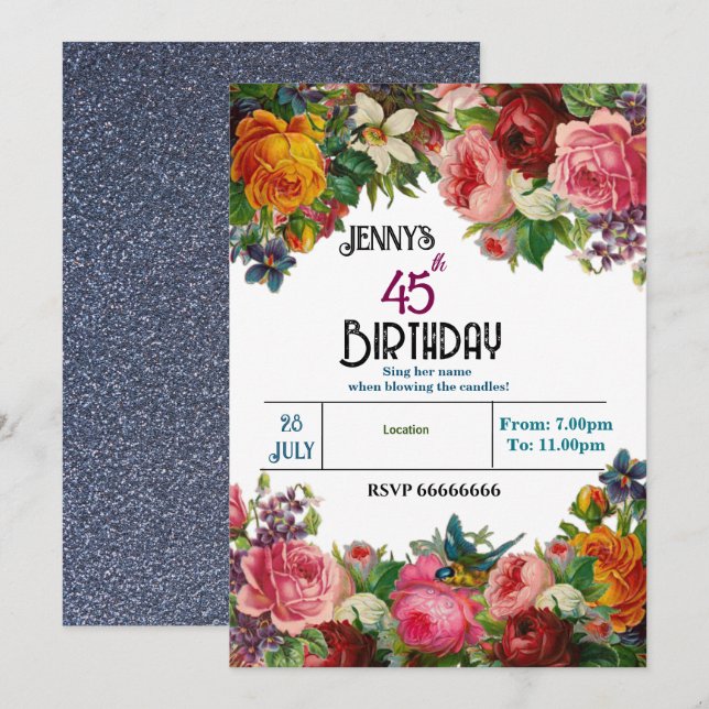 Invitation Célébrer son anniversaire  (Devant / Derrière)