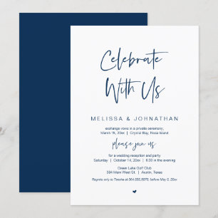Invitation Célébrez avec nous, Bleu marine, Fuite amoureuse d
