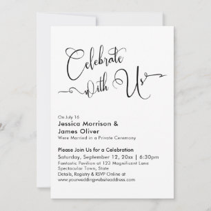 Invitation Célébrez avec Nous Calligraphie Élégante Noir Blan