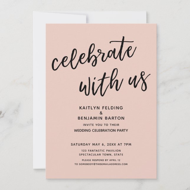 Invitation Célébrez avec nous Décontracté Blush Pink Wedding  (Devant)