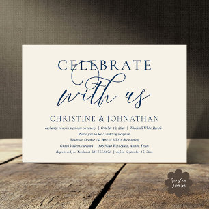 Invitation Célébrez avec nous Dîner de mariage bleu marine