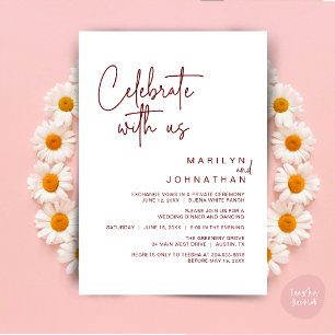 Invitation Célébrez avec nous, Dîner de Mariage Intime