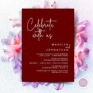 Invitation Célébrez avec nous, Dîner de Mariage Intime