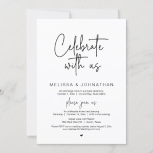 Invitation Célébrez avec nous, Dîner Mariage Elopement