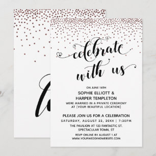 Invitation Célébrez avec Nous Écriture Confettis Rose Gold