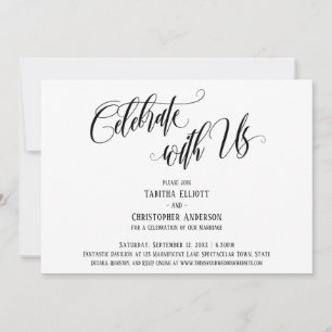 Invitation Célébrez avec Nous Écriture Élaborée Noir & Blanc