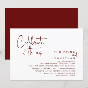 Invitation Célébrez avec nous, Fête de Mariage après l'Éloppe