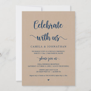 Invitation Célébrez avec nous, Fête de Mariage Intime Rustiqu