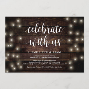 Invitation Célébrez avec nous, Guirlande Lumineuse, Mariage e