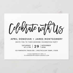 Invitation Célébrez avec nous Mariage de typographie de pince
